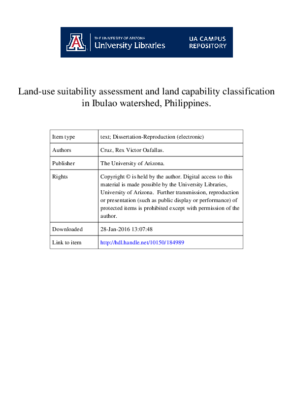 (PDF) Landuse suitability assessment and land capability
