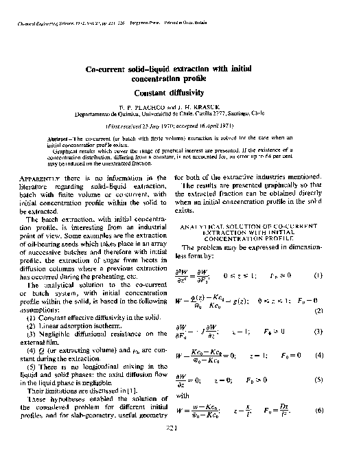(PDF) Cocurrent solid—liquid extraction with initial concentration