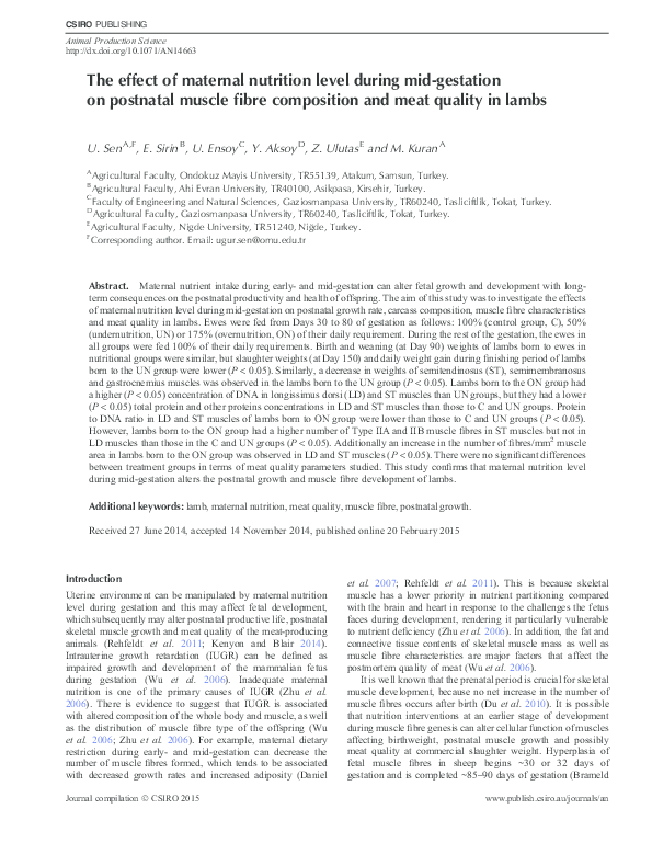 (PDF) The effect of maternal nutrition level during mid-gestation on ...