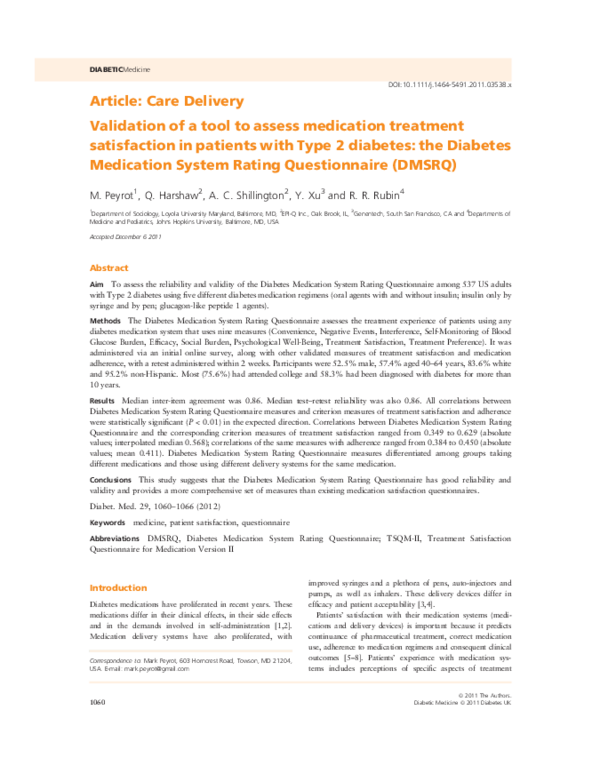 (PDF) Development and Validation of the “Treatment Satisfaction with ...
