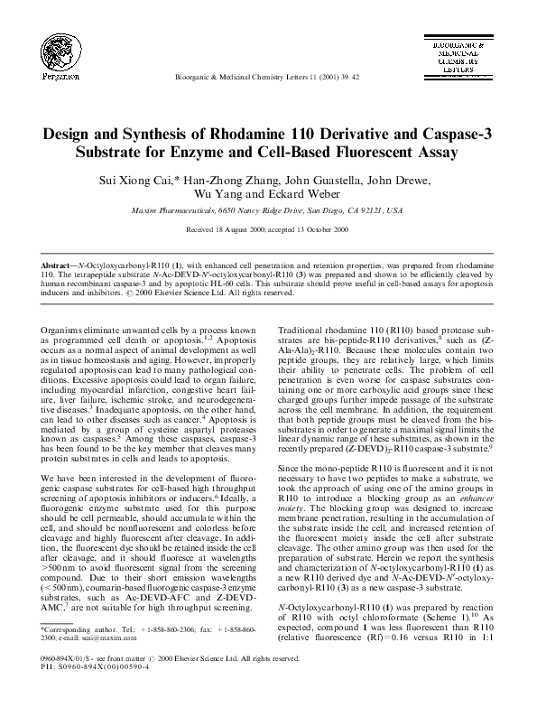 (PDF) Design and synthesis of Rhodamine 110 derivative and Caspase-3 ...