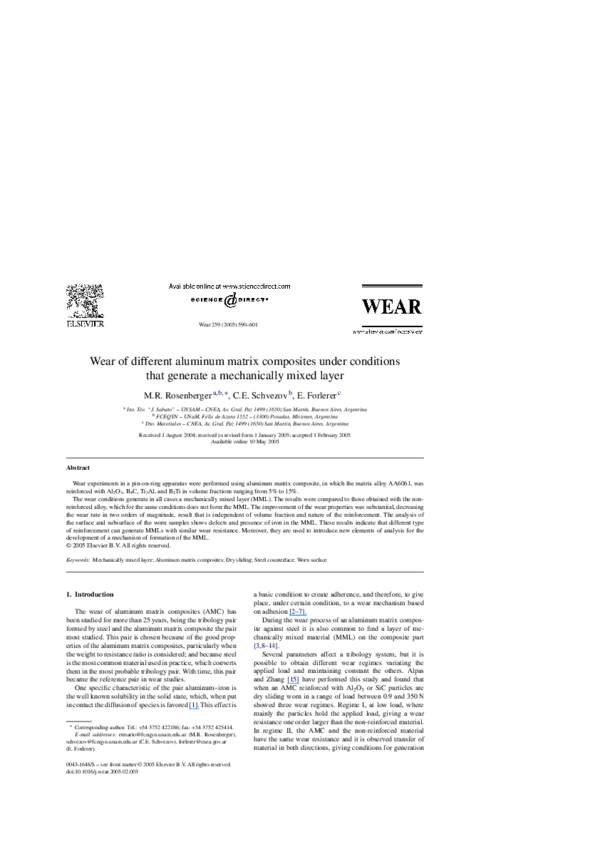 (PDF) Wear of different aluminum matrix composites under conditions ...
