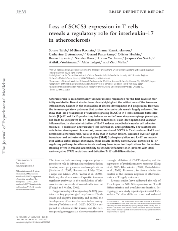 (PDF) Loss of SOCS3 expression in T cells reveals a regulatory role for ...