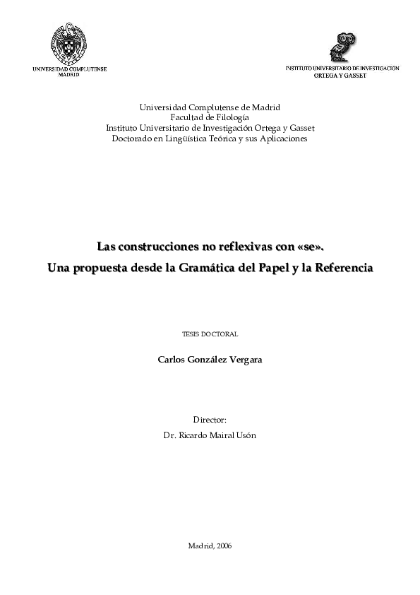 PDF) Las construcciones no reflexivas con «se». Una propuesta