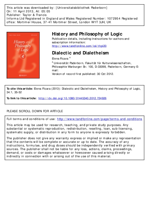 (PDF) Dialectic and Dialetheism