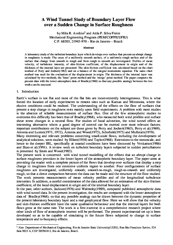 (PDF) A Wind Tunnel Study of Boundary Layer Flow Over a Sudden Change ...