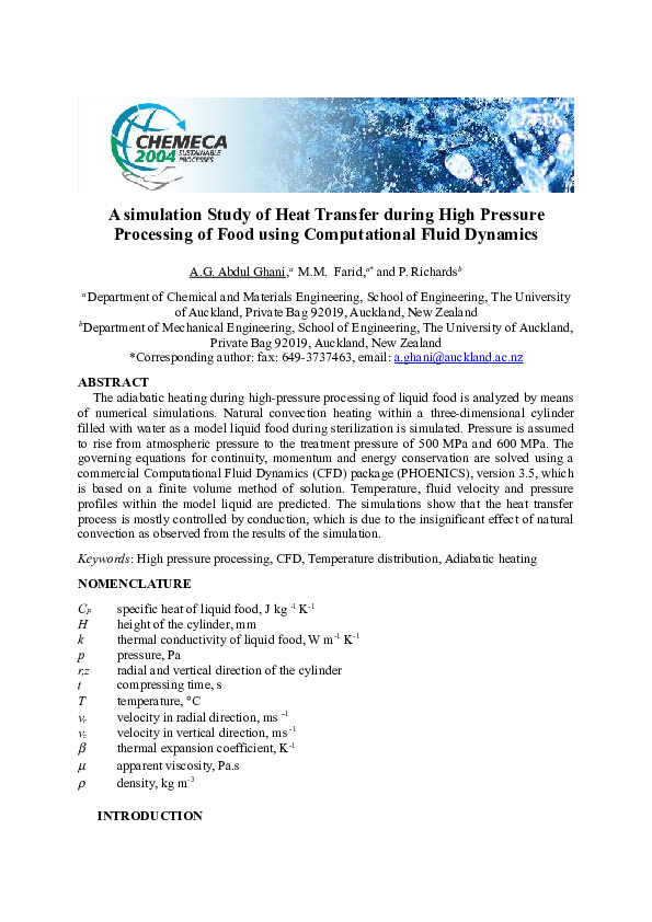 (DOC) A simulation Study of Heat Transfer during High Pressure ...