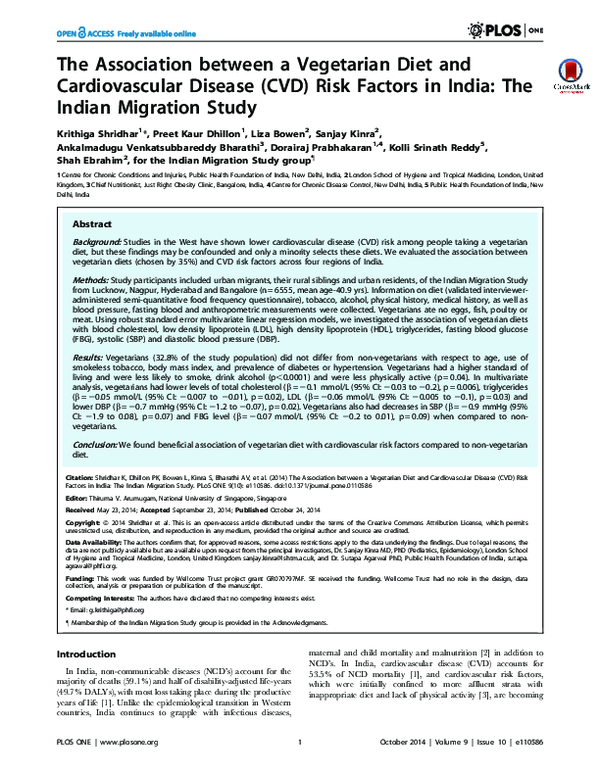 (PDF) The Association between a Vegetarian Diet and Cardiovascular ...