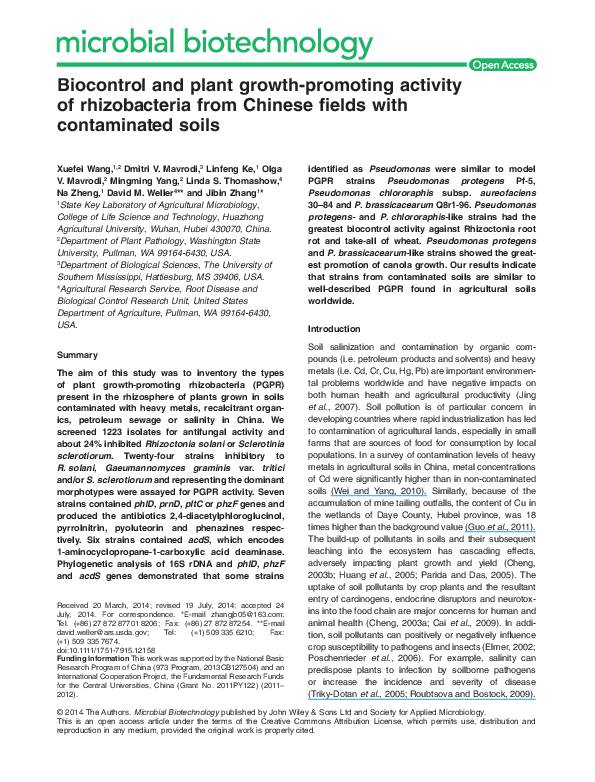 (PDF) Biocontrol and plant growth-promoting activity of rhizobacteria ...
