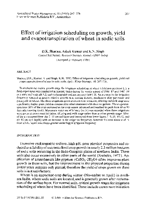 (PDF) Effect of irrigation scheduling on growth, yield and ...