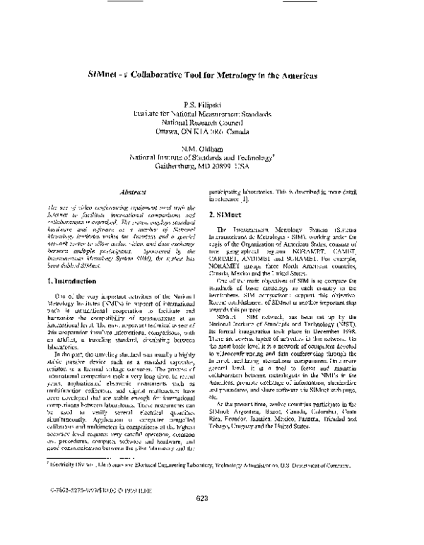 (PDF) SIMnet-a collaborative tool for metrology in the Americas