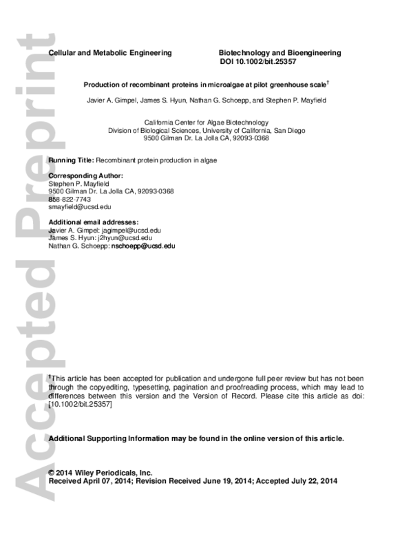 (PDF) Production of proteins in microalgae at pilot