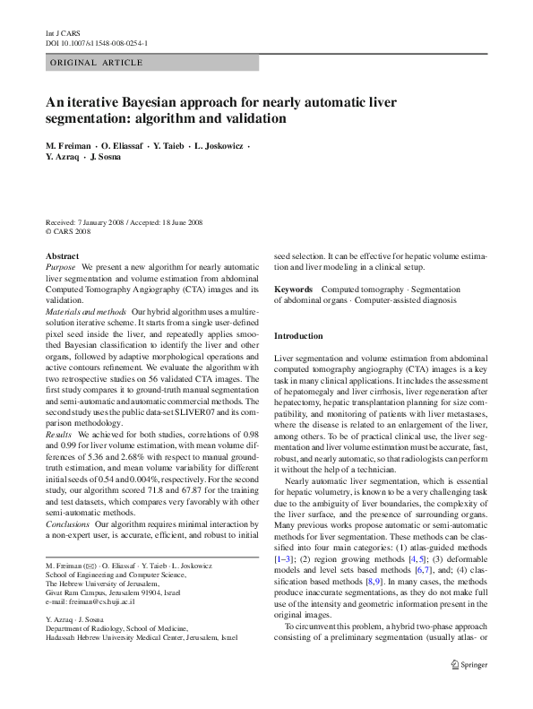 (PDF) An iterative Bayesian approach for nearly automatic liver ...