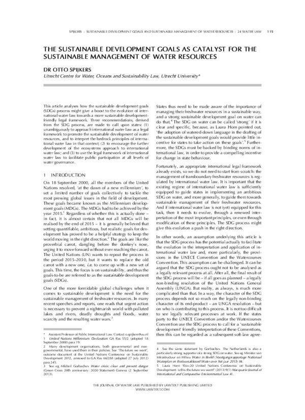 (PDF) The Sustainable Development Goals as Catalyst for the Sustainable ...
