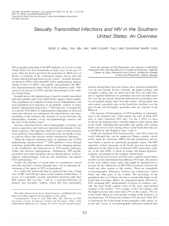 (PDF) Sexually transmitted infections and HIV in the southern United ...