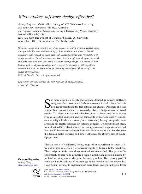 (PDF) What makes software design effective?