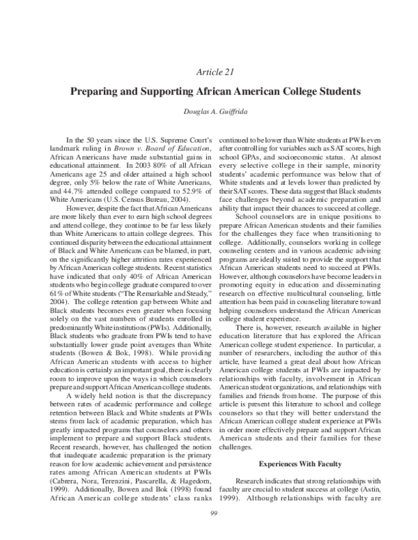 (PDF) Preparing and Supporting African American College Students