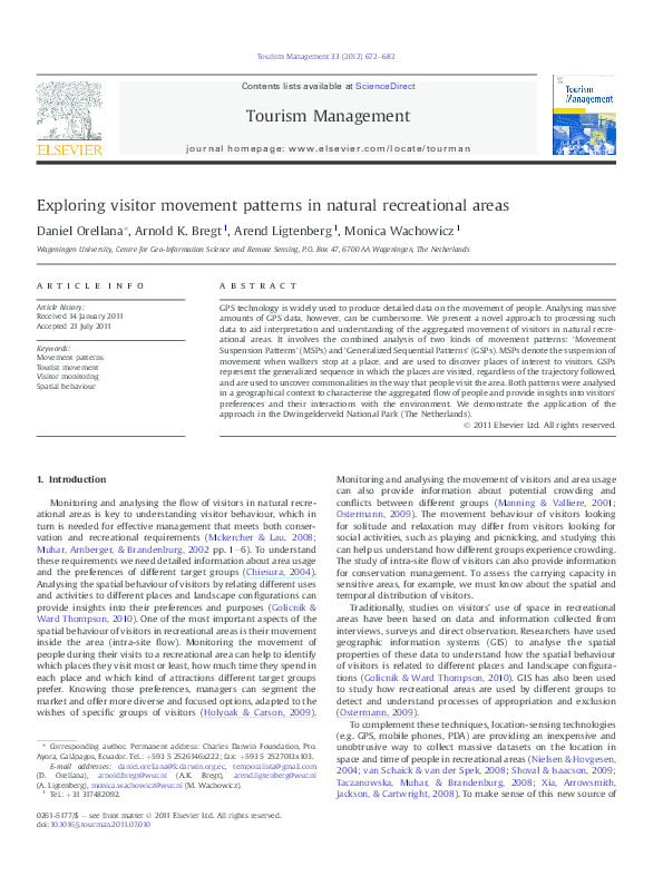(PDF) Exploring visitor movement patterns in natural recreational areas