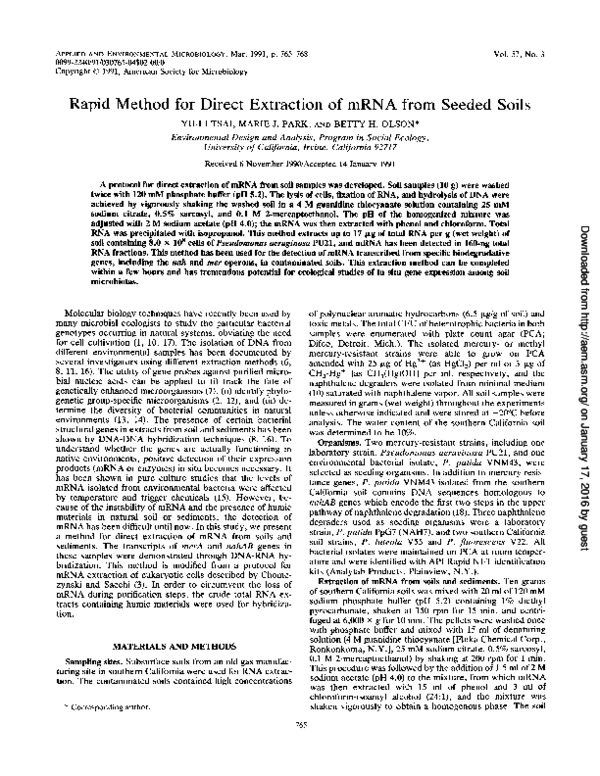 (PDF) Rapid method for direct extraction of mRNA from seeded soils