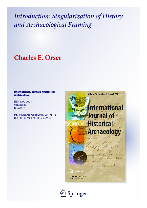 (PDF) Introduction: Singularization of History and Archaeological Framing
