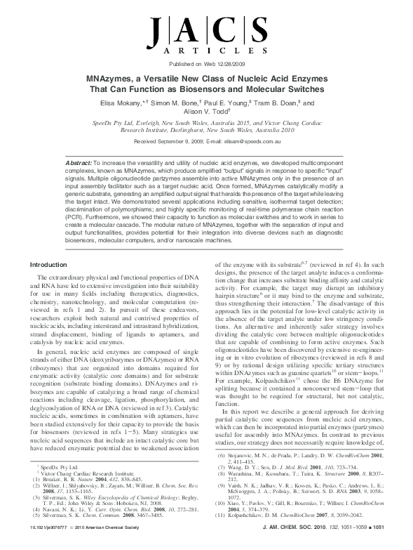 (PDF) MNAzymes, a Versatile New Class of Nucleic Acid Enzymes That Can ...