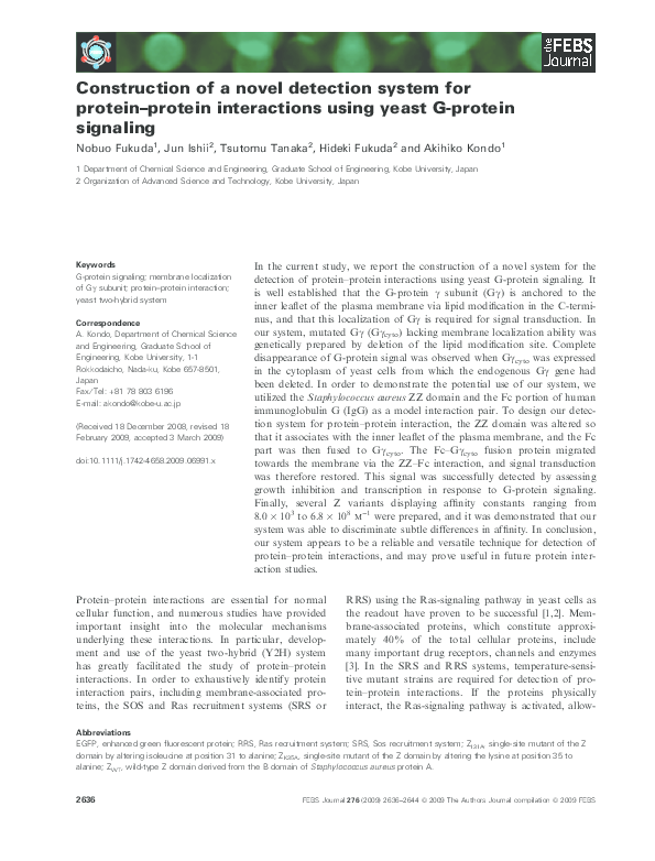 (PDF) Construction of a novel detection system for protein–protein ...