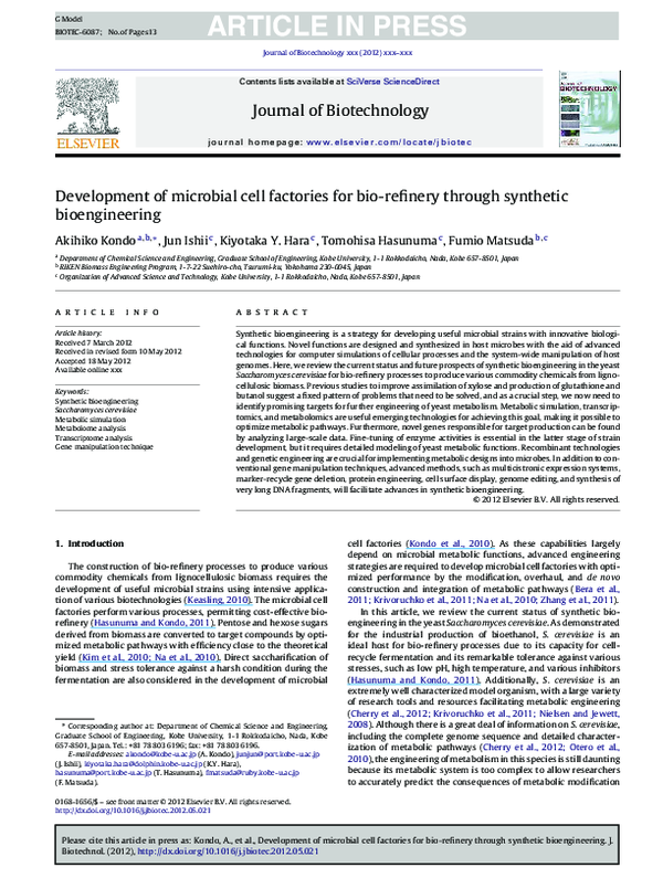 (PDF) Development of microbial cell factories for bio-refinery through ...