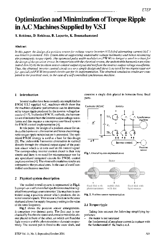 (PDF) Optimization and minimization of torque ripple in A.C machines ...