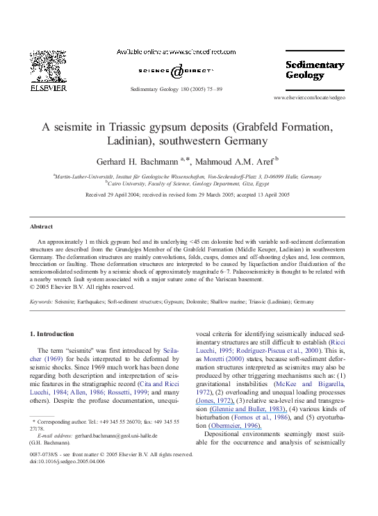 Pdf A Seismite In Triassic Gypsum Deposits Grabfeld Formation
