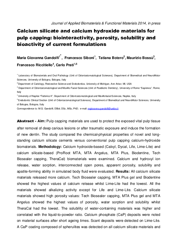 (PDF) Calcium silicate and calcium hydroxide materials for pulp capping ...
