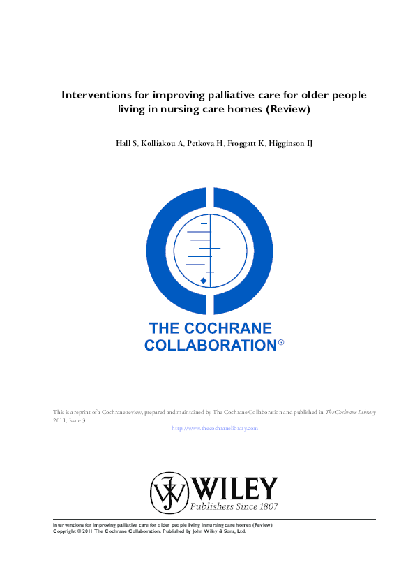 (PDF) Interventions for improving palliative care for older people ...