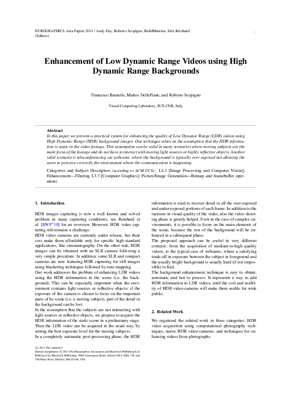 (PDF) Enhancement of Low Dynamic Range Videos using High Dynamic Range ...