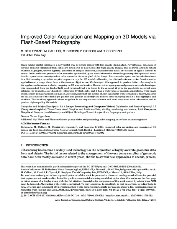 (PDF) Improved color acquisition and mapping on 3D models via flash ...