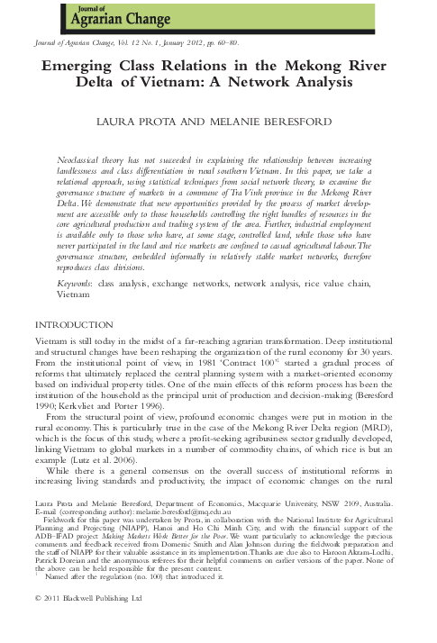 (PDF) Emerging Class Relations in the Mekong River Delta of Vietnam: A ...