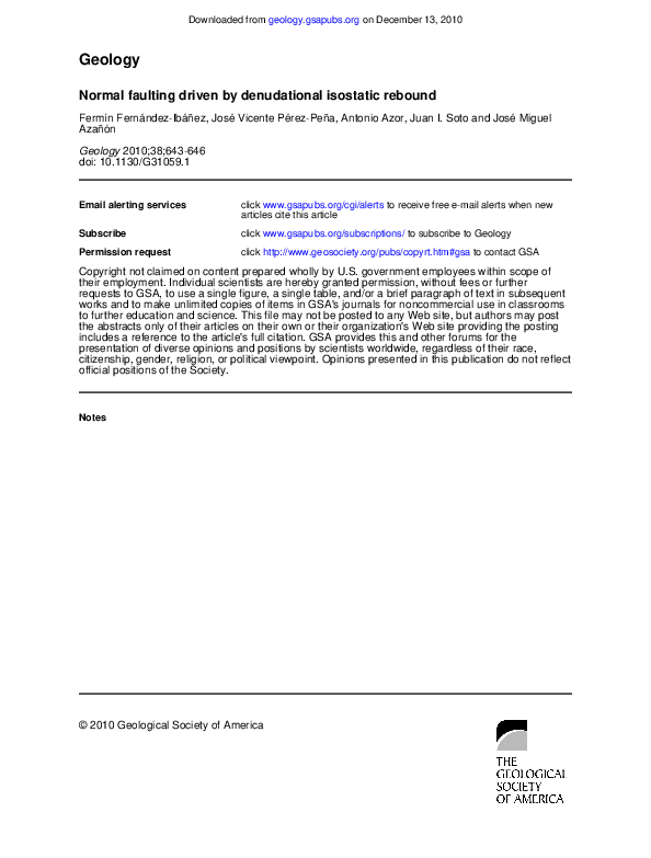 (PDF) Normal faulting driven by denudational isostatic rebound