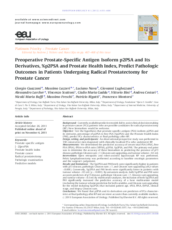 (PDF) Preoperative Prostate-Specific Antigen Isoform p2PSA and Its ...