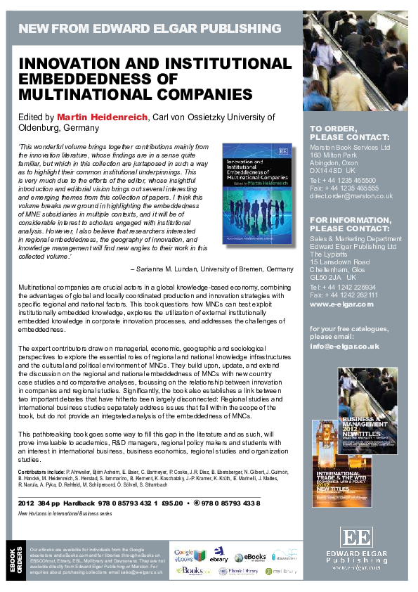 (PDF) Innovation and Institutional Embeddedness of Multinational ...