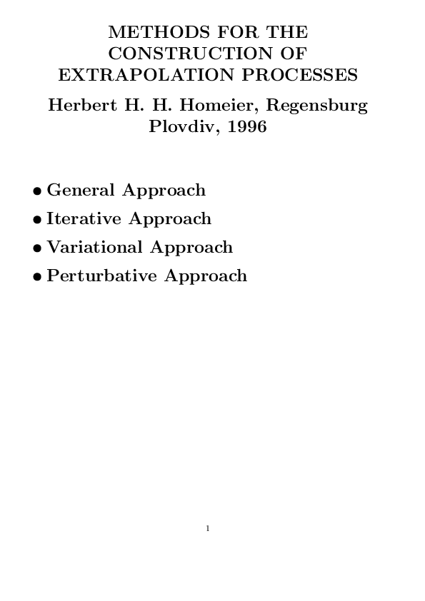 (PDF) METHODS FOR THE CONSTRUCTION OF EXTRAPOLATION PROCESSES