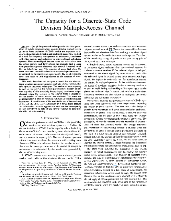 (PDF) Capacity Analysis for the Code Division Multiple Access Channel