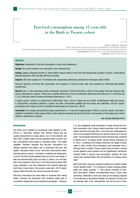 (PDF) Changes in dietary habits and eating practices in adolescents ...