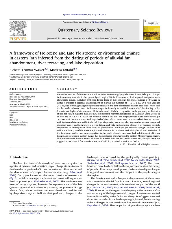 (PDF) A framework of Holocene and Late Pleistocene environmental change ...