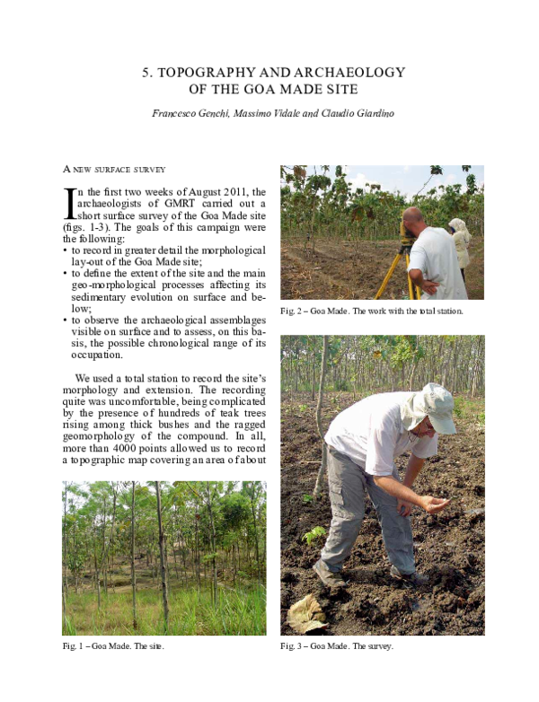 (PDF) TOPOGRAPHY AND ARCHAEOLOGY OF THE GOA MADE SITE