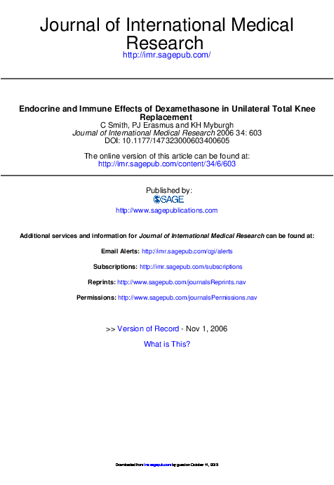 (PDF) Endocrine and Immune Effects of Dexamethasone in Unilateral Total ...
