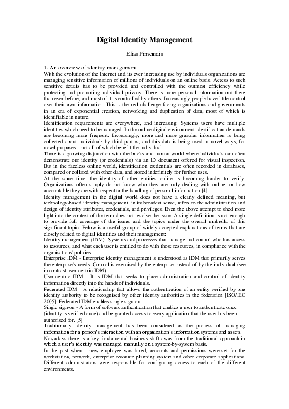 Pdf Digital Identity Management