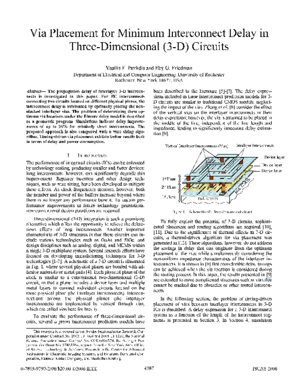 (PDF) Via placement for minimum interconnect delay in three-dimensional ...