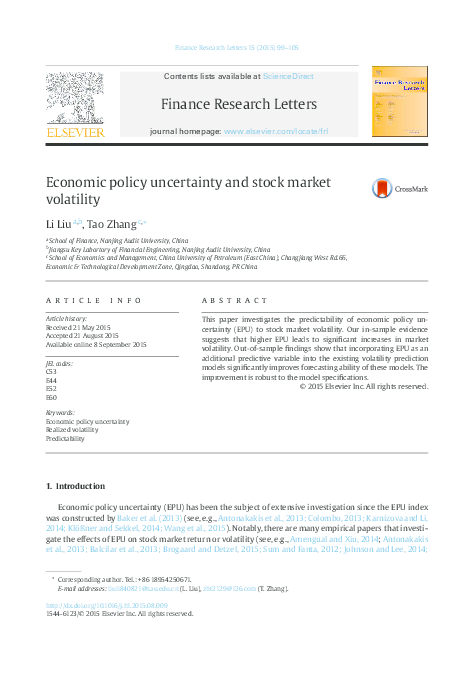 (PDF) Economic policy uncertainty and stock market volatility