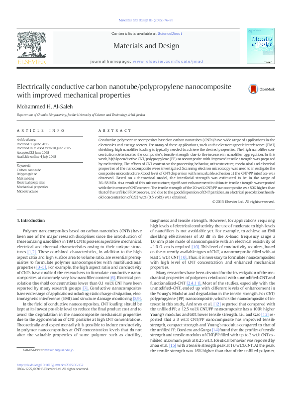 (PDF) Electrically Conductive Carbon Nanotube/Polypropylene ...