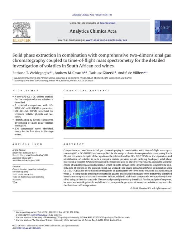 (PDF) Solid phase extraction in combination with comprehensive two