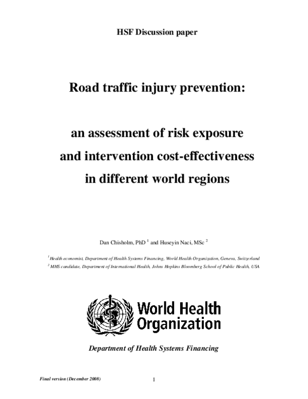(PDF) Road traffic injury prevention