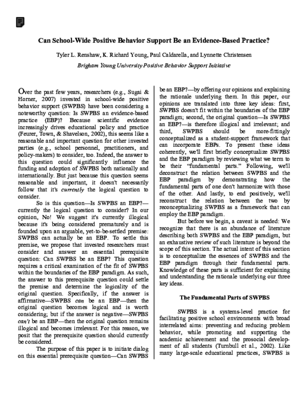 (PDF) Can School-Wide Positive Behavior Support Be an Evidence-Based ...